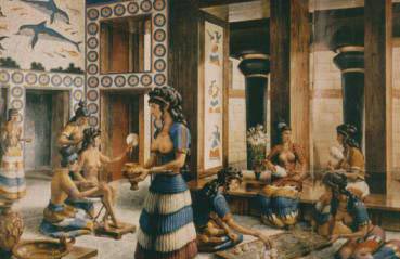 Minoan palace scene painting