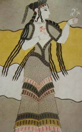 Minoan woman with flowers in wall mural